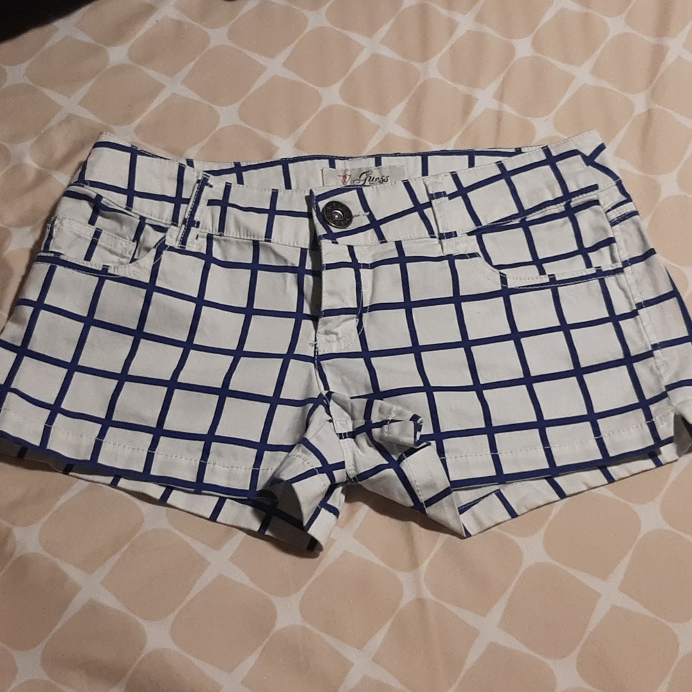 Guess White and blue Jean Shorts